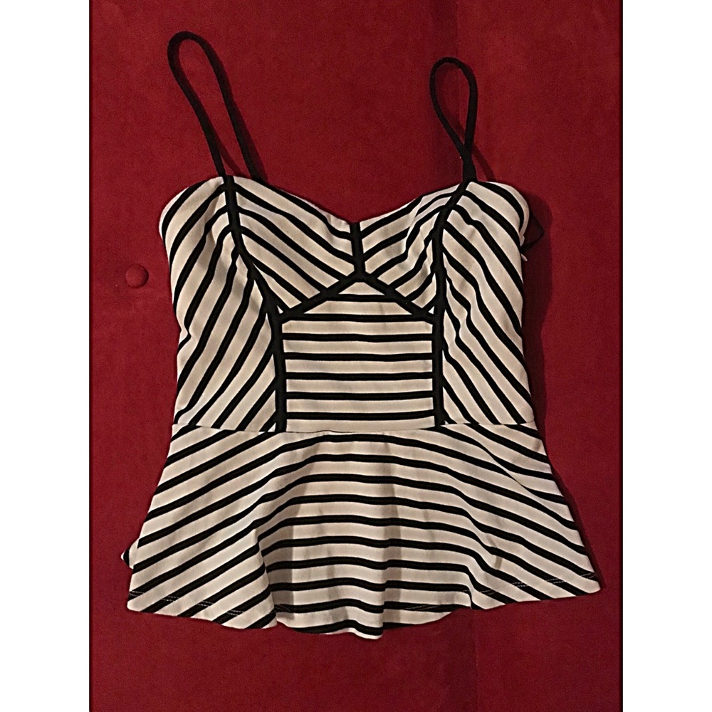 Bebe Striped Peplum Top